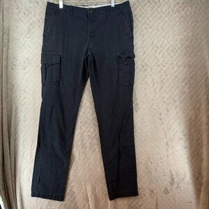 Goodthreads Cargo Chino Pants Mens 34 Faded Black Slim Leg Cotton Blend Stretch